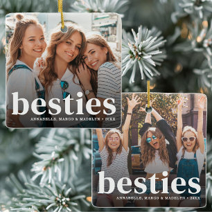 Personlig jul för bästa vänner 2 foto julgransprydnad keramik
