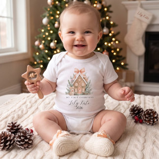 Personlig jul för bebis, flicka t shirt