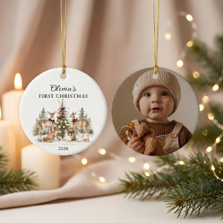 Personlig jul för bebis för första gången julgransprydnad keramik