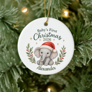 Personlig jul för bebis förstagången "Elefant" Julgransprydnad Keramik