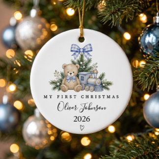 Personlig jul för bebis julgransprydnad keramik