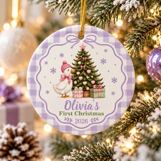 Personlig jul för bebis - Lila gås Julgransprydnad Keramik