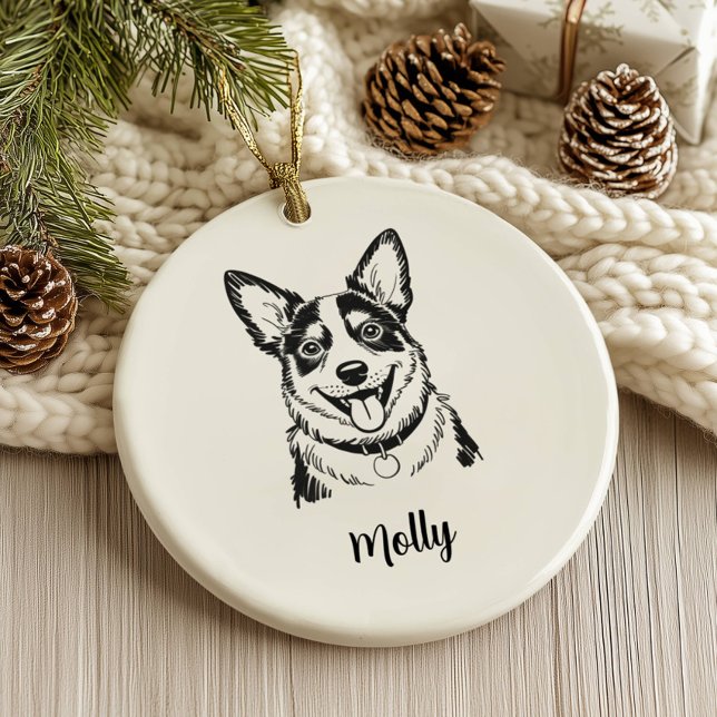 Personlig jul för Blue Heeler hund Julgransprydnad Keramik (Skapare uppladdad)