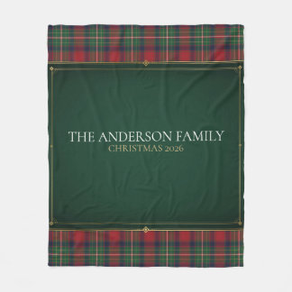 Personlig jul för familjen 2026 Emerald Tartan Fleecefilt