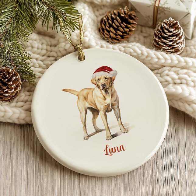 Personlig jul för gul labrador julgransprydnad keramik (Skapare uppladdad)