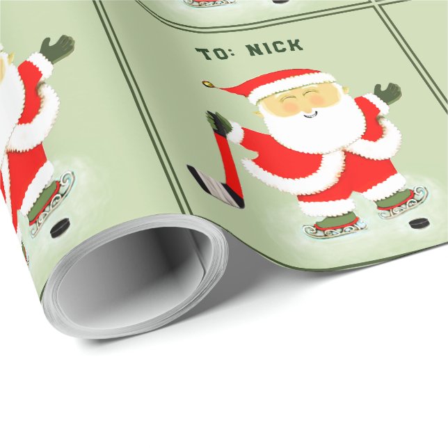 Personlig jul för hockey presentpapper (Rullad Hörn)