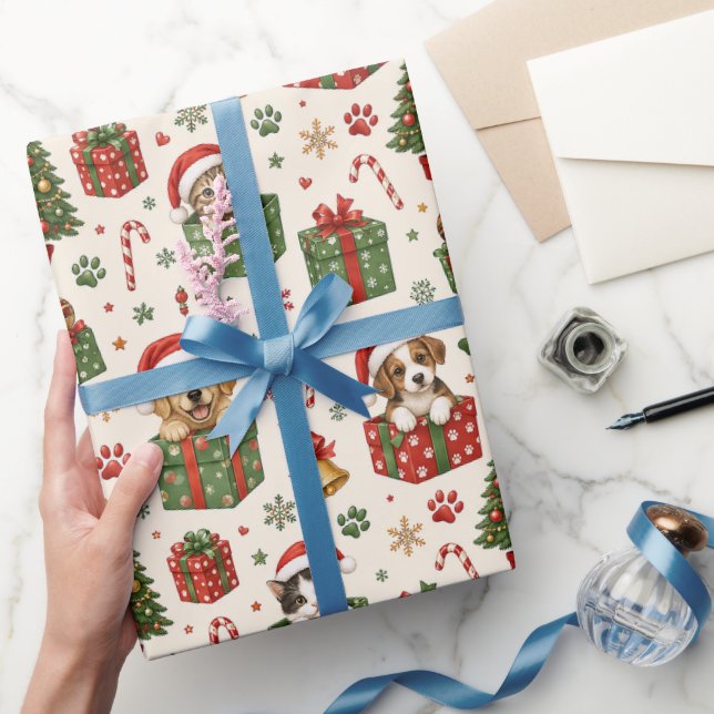 Personlig jul för husdjur med hundar & katter presentpapper (Gifting)
