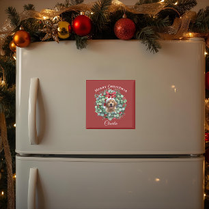 Personlig jul för husdjur med krans och namn magnet