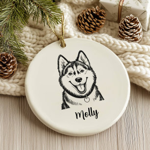 Personlig jul för Huskyhund Julgransprydnad Keramik