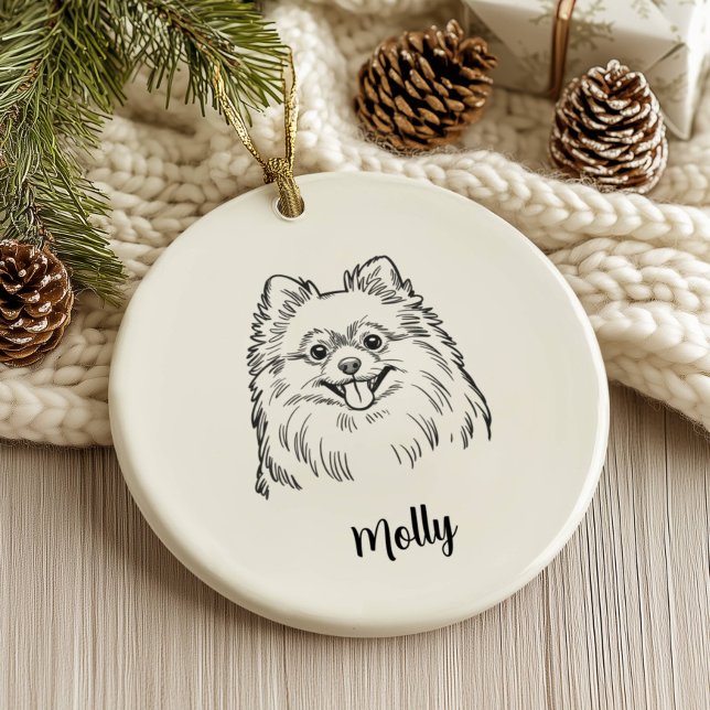 Personlig jul för pomeranian hund julgransprydnad keramik (Skapare uppladdad)