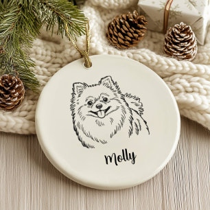 Personlig jul för pomeranian hund julgransprydnad keramik