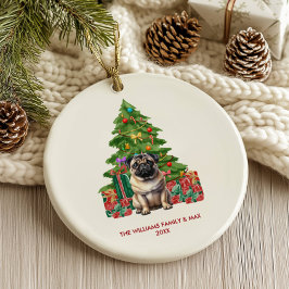 Personlig jul för Pug Hund Julgransprydnad Keramik