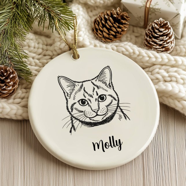 Personlig jul för rysk blå katt julgransprydnad keramik (Skapare uppladdad)