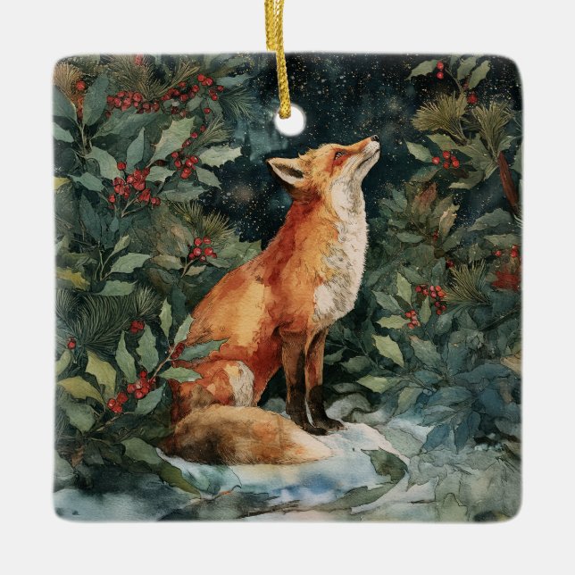 Personlig Jul Fox Festive Ornament (Framsida)