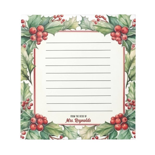 Personlig jul från namnets skrivbord anteckningsblock (Framsida)