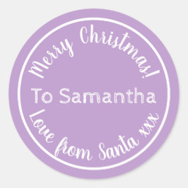 Personlig jul från Santa Lila Lilac Runt Klistermärke