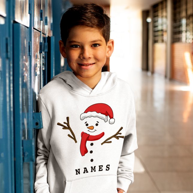 Personlig Jul Funny Snögubbe Kid Boy T Shirt (Personalized Christmas Funny Snowman Kid Boy Hoodie)