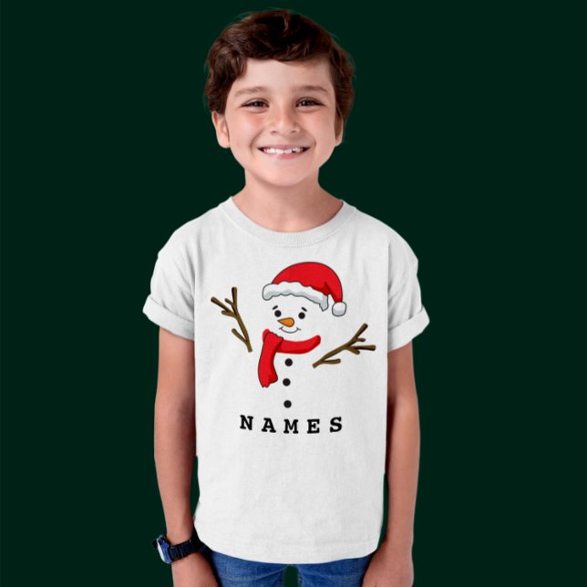 Personlig Jul Funny Snögubbe Kid Boy T Shirt (Personalized Christmas Funny Snowman Kid Boy T-Shirt)