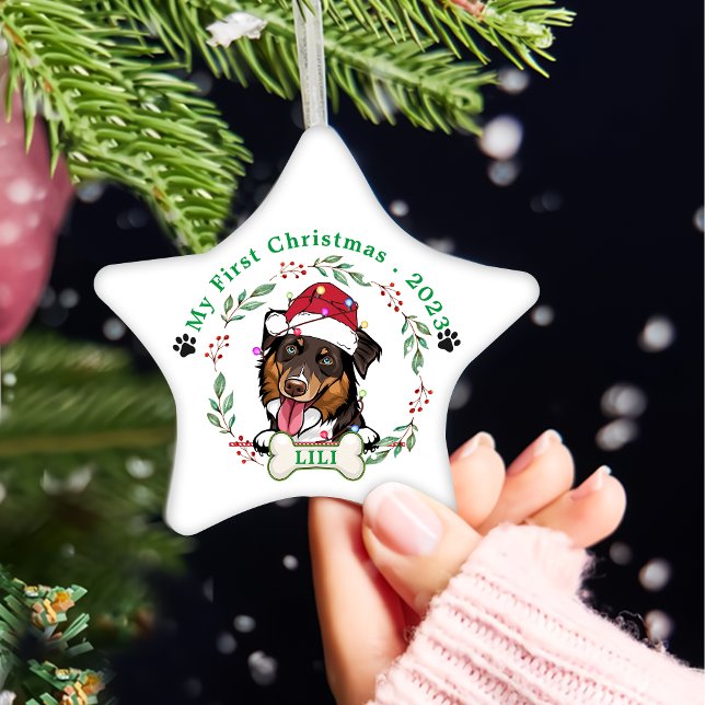 Personlig jul-gåva för grova kollier-Hund Julgransprydnad Keramik (Skapare uppladdad)