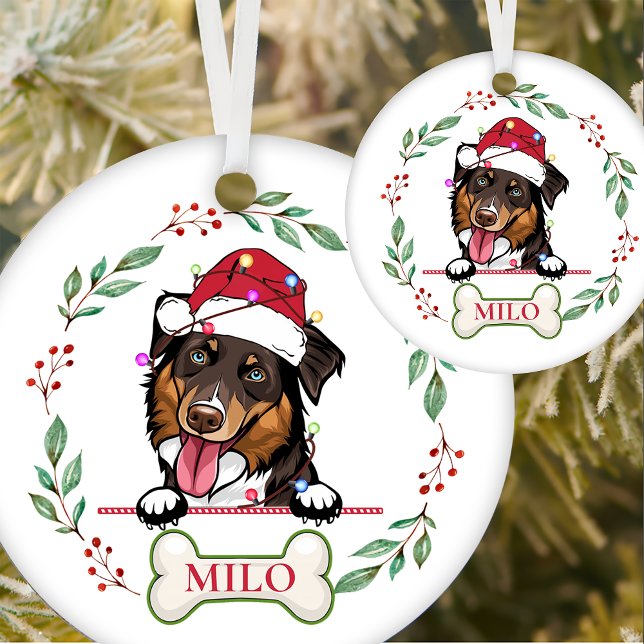 Personlig jul-gåva för grova kollier-Hund Julgransprydnad Keramik (Skapare uppladdad)