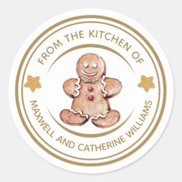 Personlig Jul Gingerbröd Bakeri Runt Klistermärke