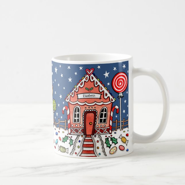 Personlig Jul Gingerbröd House Gift Kaffemugg (Höger)