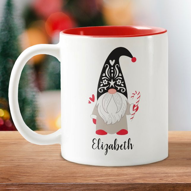Personlig jul Gnome 2-tonkaffe Mugg (Skapare uppladdad)