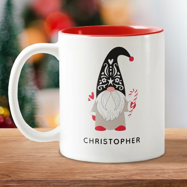 Personlig jul Gnome 2-tonkaffe Mugg (Skapare uppladdad)