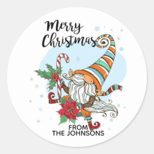 Personlig Jul Gnome Candy cane Runt Klistermärke