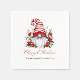 Personlig Jul Gnome Poinsettia Helgdag Pappersservett