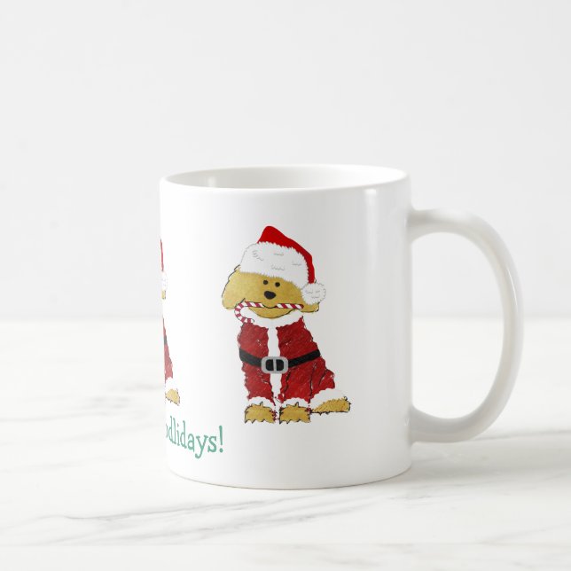 Personlig jul Goldendoodle Jultomten Kaffemugg (Höger)