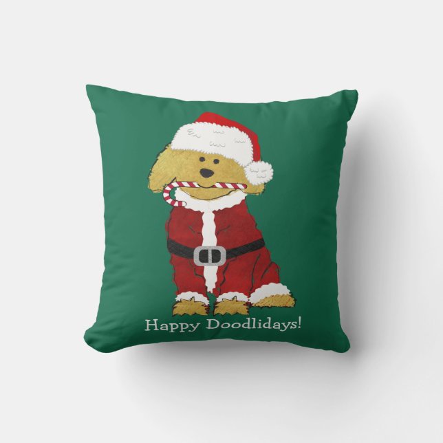 Personlig jul Goldendoodle Jultomten Kudde (Framsida)