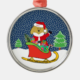 Personlig: Jul GoldenDoodle Santa Sleigh Julgransprydnad Metall