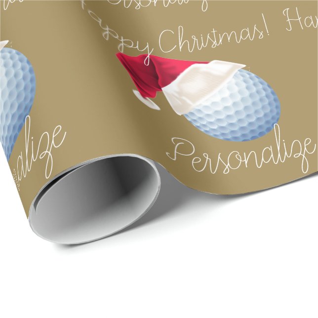 Personlig jul Golf Boll Santa Helgdag Presentpapper (Rullad Hörn)