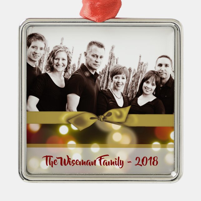 Personlig jul Guld Bokeh PHOTO Ornament (Framsidan)