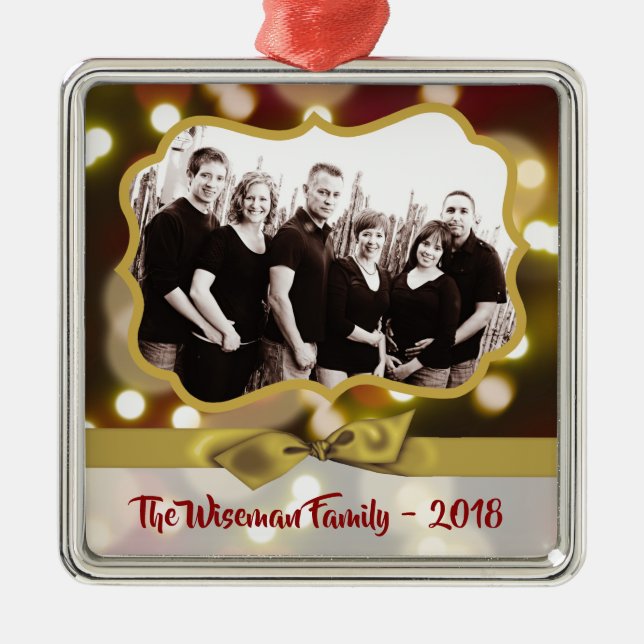 Personlig jul Guld Bokeh PHOTO Ornament (Framsidan)