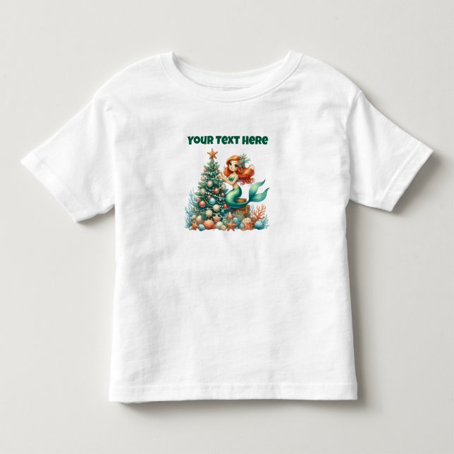 Personlig jul havfrue småbarn t-shirt (Framsida)
