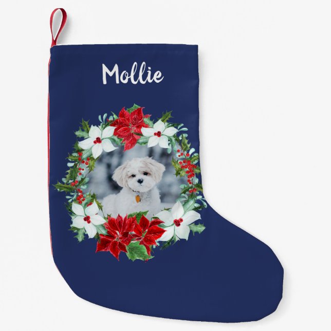 Personlig jul | Helgdag Pet Photo Liten Julstrumpa (Framsidan)
