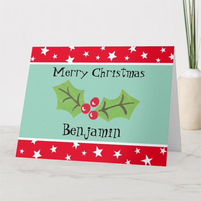 Personlig jul Holly & Berries Kort (Framsida)