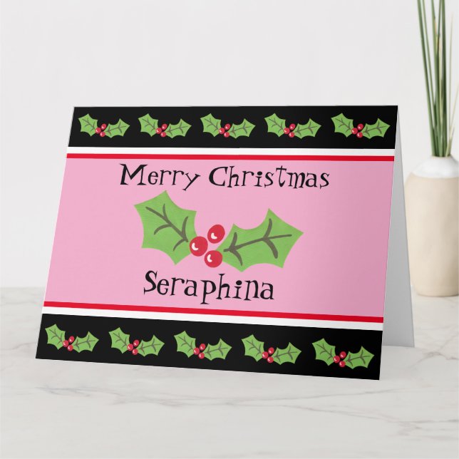 Personlig jul Holly & Berries Kort (Framsida)