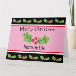 Personlig jul Holly & Berries Kort