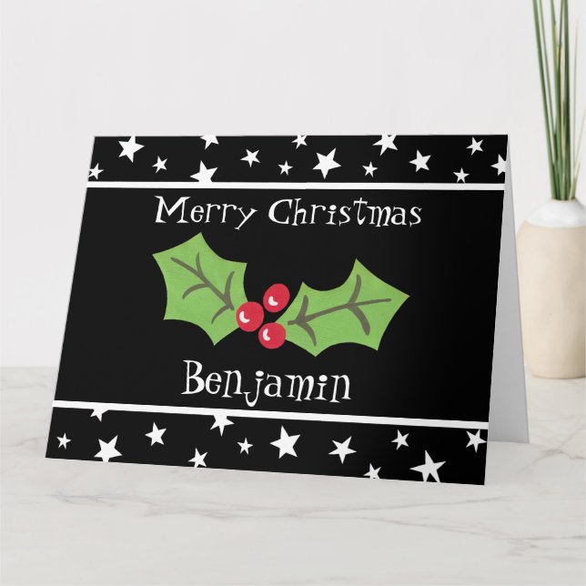 Personlig jul Holly & Berries Kort (Framsida)
