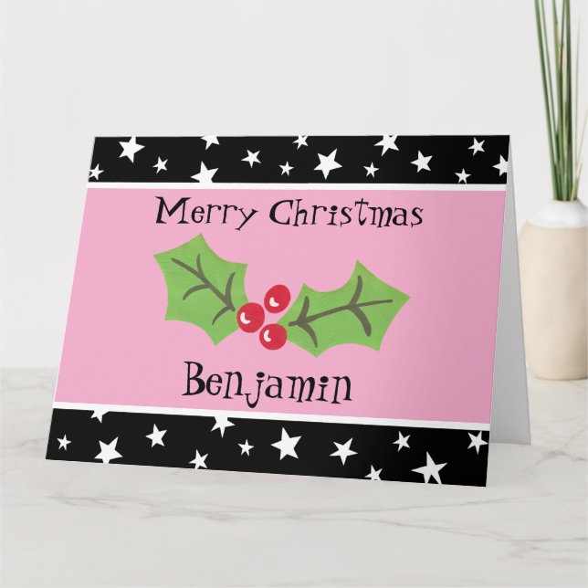 Personlig jul Holly & Berries Kort (Framsida)