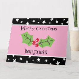 Personlig jul Holly & Berries Kort