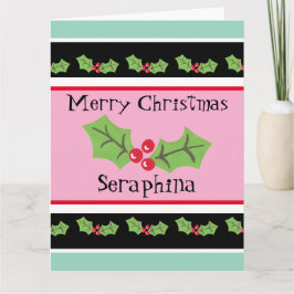 Personlig jul Holly & Berries Kort