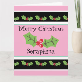 Personlig jul Holly & Berries Kort