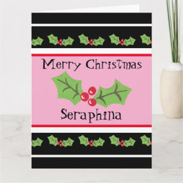 Personlig jul Holly & Berries Kort