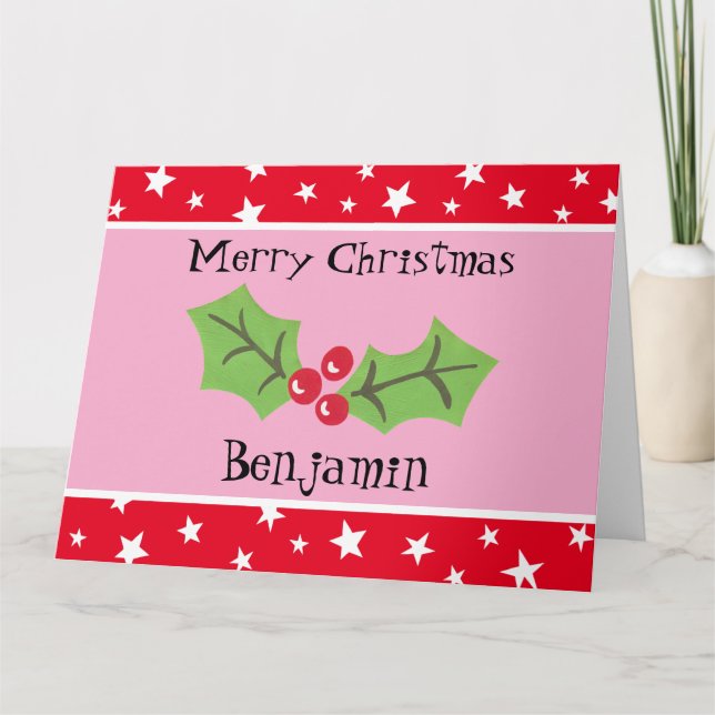 Personlig jul Holly & Berries Kort (Framsida)