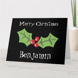 Personlig jul Holly & Berries Kort