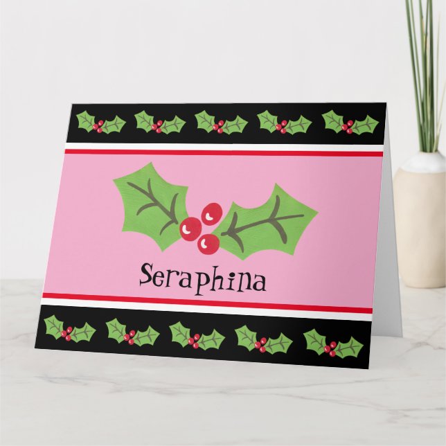 Personlig jul Holly & Berries Kort (Framsida)
